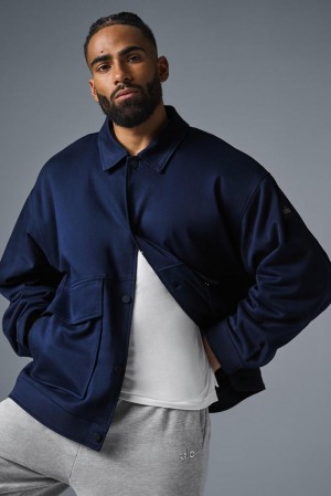 Navy Men Alo Yoga Unisex One Up Jacket | Australia 48716-FQJB