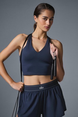 Navy Women Alo Yoga Airbrush Real Bra Tank | Australia 06542-CWNX