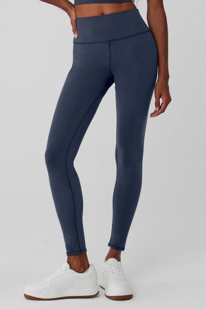 Navy Women Alo Yoga Airbrush Winter Warm High-Waist Nocturne Legging | Australia 94826-QDXZ