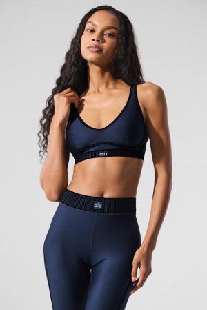 Navy Women Alo Yoga Airlift Line Up Bra | Australia 20379-OJYN
