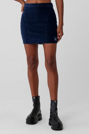 Navy Women Alo Yoga Micro Corduroy Winter Break Mini Skirt | Australia 60891-KYRZ