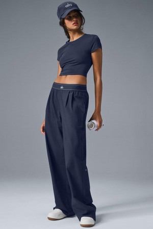 Navy Women Alo Yoga Suit Up (Regular) Pant | Australia 25873-CUNI