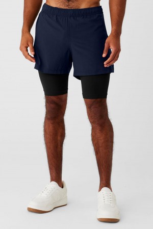 Navy / Black Men Alo Yoga 5" Revival 2-in-1 Short | Australia 16798-GFQI
