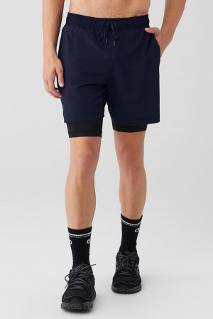 Navy / Black Men Alo Yoga 7'' Unity 2 In 1 Short | Australia 47295-ONWT