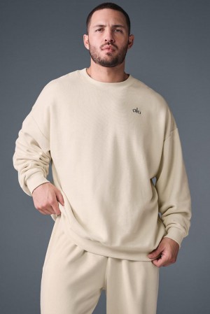 Oat Milk Men Alo Yoga Accolade Crew Neck Pullover | Australia 17652-TZMX