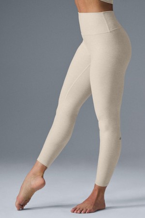Oatmeal Heather Women Alo Yoga Alosoft High-Waist 7/8 Highlight Legging | Australia 35049-PYIL