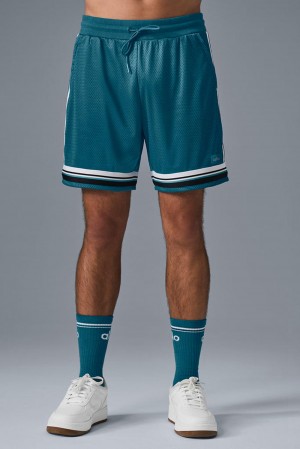 Oceanic Teal Men Alo Yoga 7" Key Mesh Basketball Short | Australia 67082-LTWU