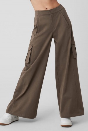 Olive Tree Women Alo Yoga Show Off Cargo Wide Leg Pant | Australia 58170-QOZY