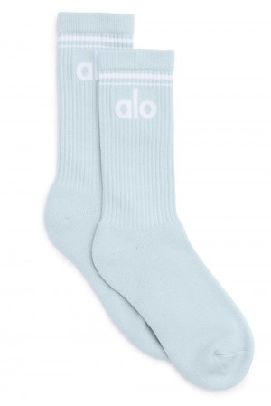 Powder Blue / White Men Alo Yoga Unisex Throwback Sock | Australia 98542-XGMC