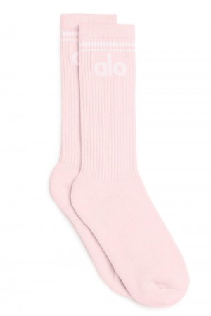 Powder Pink / White Men Alo Yoga Unisex Throwback Sock | Australia 92457-PVMK