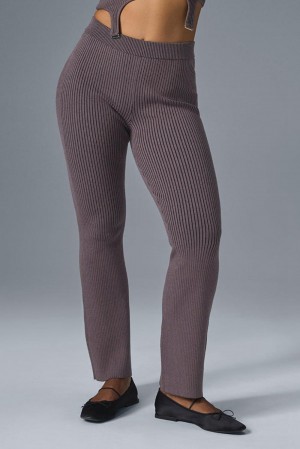 Raisinette / Black Women Alo Yoga Denim Knit High-Waist Flare Pant | Australia 35981-OKGS
