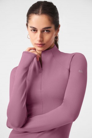 Soft Mulberry Women Alo Yoga Airlift Winter Warm 1/4 Zip Long Sleeve | Australia 27986-DSMO