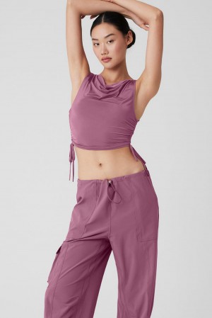 Soft Mulberry Women Alo Yoga Standout Cropped Tank | Australia 32501-WTAN