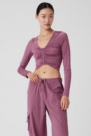 Soft Mulberry Women Alo Yoga Standout Long Sleeve | Australia 43589-EOSQ