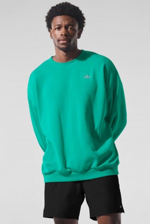 Spruce Green Men Alo Yoga Accolade Crew Neck Pullover | Australia 94160-USTV