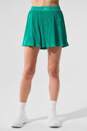 Spruce Green Women Alo Yoga Micro Plisse Tennis Skirt | Australia 39271-NARY