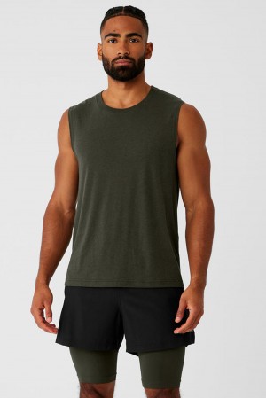 Stealth Green Men Alo Yoga The Triumph Muscle Tank | Australia 09361-PIQJ