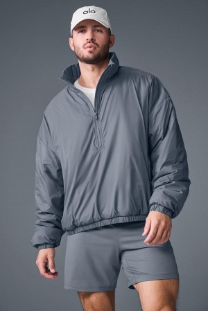 Steel Grey Men Alo Yoga Latitude Light Weight 1/2 Zip Jacket | Australia 02198-HDRE