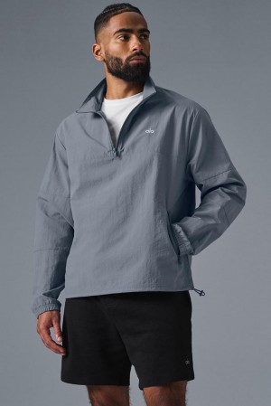 Steel Grey Men Alo Yoga Lightweight Takeaway Track Pullover | Australia 97453-ZXVB