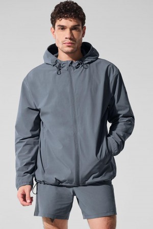 Steel Grey Men Alo Yoga Performance On-The-Go Jacket | Australia 10957-EDOQ