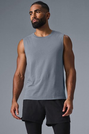 Steel Grey Men Alo Yoga The Triumph Muscle Tank | Australia 78530-UGXZ