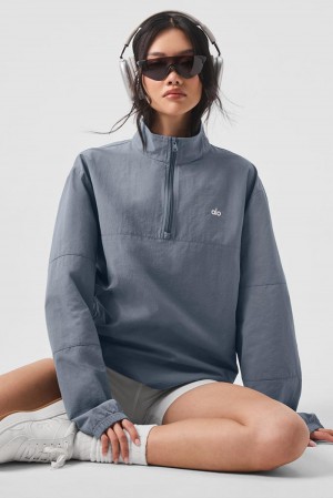 Steel Grey Women Alo Yoga Lightweight Takeaway Track Pullover | Australia 08531-MUIS