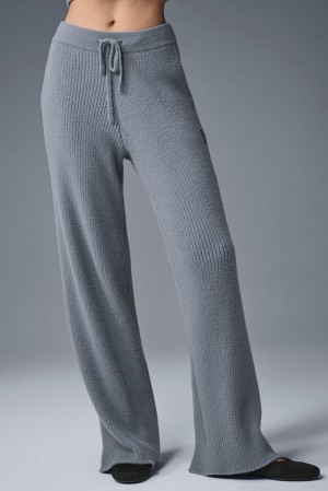 Steel Grey Women Alo Yoga Snuggle Up High-Waist Wide Leg Pant | Australia 32601-GKAF