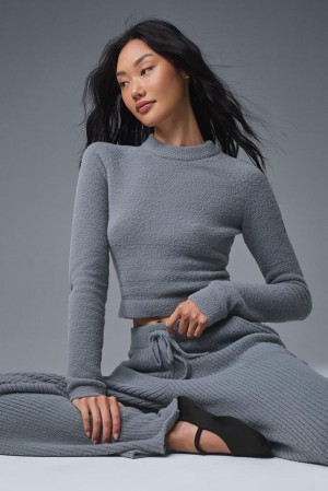 Steel Grey Women Alo Yoga Snuggle Up Long Sleeve | Australia 52143-PVNB