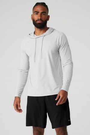 Titanium Men Alo Yoga Idol Runner Hoodie | Australia 71508-CFAV