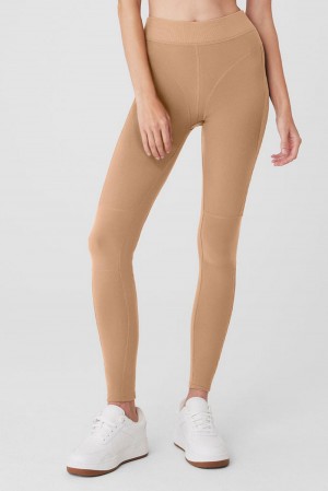 Toasted Almond Women Alo Yoga Alosoft High-Waist Head Start Legging | Australia 87263-CBZE