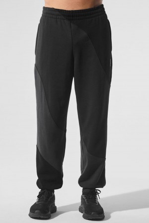 Vintage Black Tonal Men Alo Yoga Make Waves Sweatpant | Australia 15947-EWOU