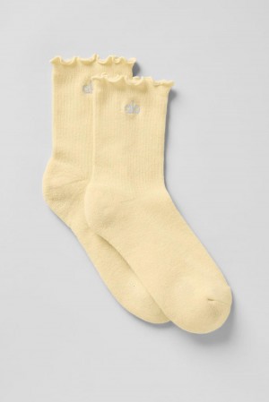 Warm Butter Women Alo Yoga Lettuce Edge Sock | Australia 60239-CPMW