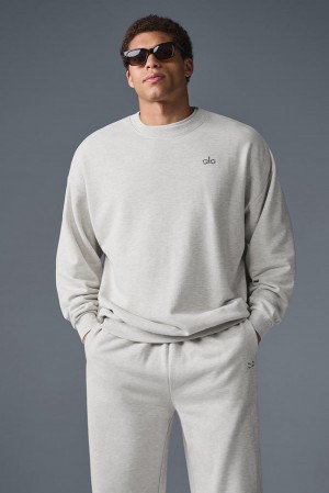 White Heather Men Alo Yoga Accolade Crew Neck Pullover | Australia 29130-IVSQ