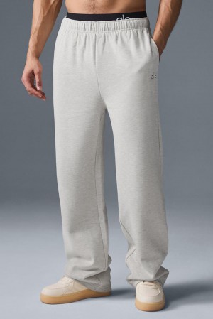 White Heather Men Alo Yoga Accolade Straight Leg Sweatpant | Australia 63024-VNAL