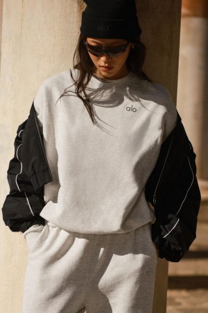 White Heather Women Alo Yoga Accolade Crew Neck Pullover | Australia 61928-EJGO