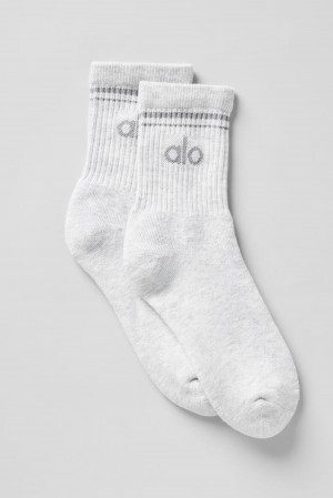 White Heather / Grey Men Alo Yoga Unisex Half-Crew Throwback Sock | Australia 21947-WVPO