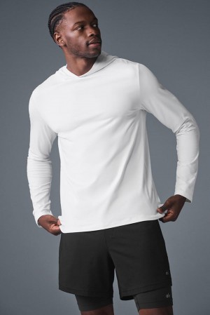 White Men Alo Yoga Conquer Reform With Hood Long Sleeve | Australia 29506-DOSX