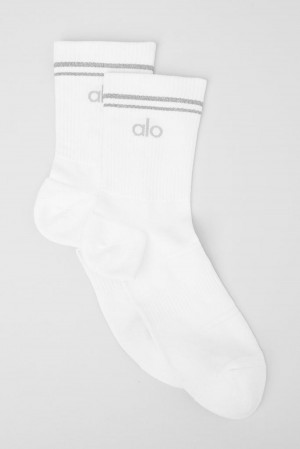 White Men Alo Yoga Unisex Half-Crew Performance Sock | Australia 93284-MTEW