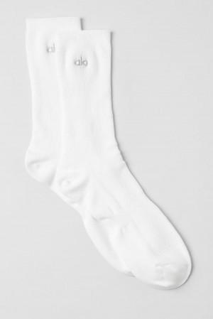 White Men Alo Yoga Unisex Half-Crew Understated Sock | Australia 49382-AVKH