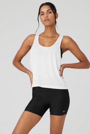 White Women Alo Yoga All Day Tank | Australia 06512-VZTD
