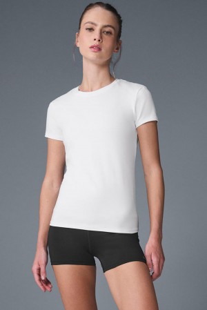 White Women Alo Yoga Alosoft Finesse Tee | Australia 50987-AMRQ