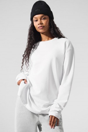 White Women Alo Yoga Double Take Crew Long Sleeve | Australia 31506-EJYT