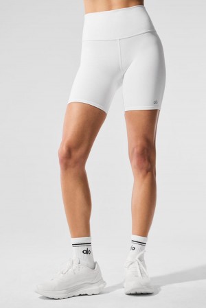 White Women Alo Yoga High-Waist Biker Short | Australia 36581-HOCE