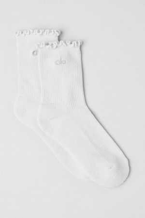 White Women Alo Yoga Lettuce Edge Sock | Australia 08351-COGQ