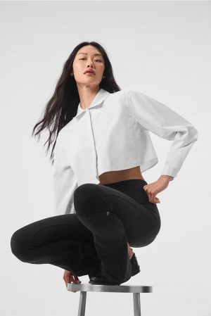 White Women Alo Yoga Take Me Out Button Up Cropped Tops | Australia 98324-SHYX