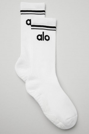 White / Black Women Alo Yoga Throwback Barre Sock | Australia 04692-JHAB