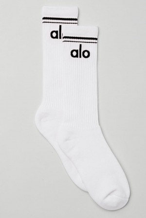 White / Black Women Alo Yoga Unisex Throwback Sock | Australia 56428-FOVN