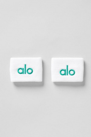 White / Spruce Green Men Alo Yoga Glow (2-Pack) Wristband | Australia 21034-VBEC