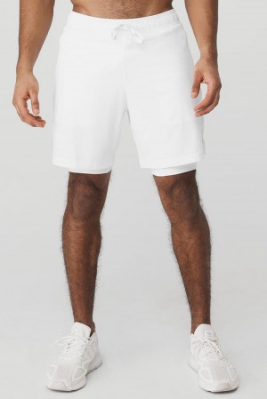 White / White Men Alo Yoga 7" Unity 2 In 1 Short | Australia 19602-BXQD