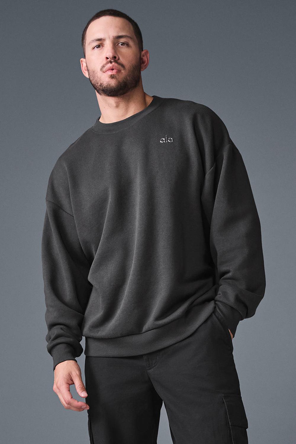 Anthracite Men Alo Yoga Accolade Crew Neck Pullover | Australia  76039-QNBJ